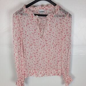 Ganni Sheer Floral Top
